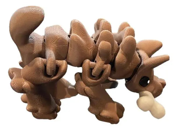 Articulated Dog with Bone – 3D Printed Poseable Dog Figure Cute Puppy Desk Decor