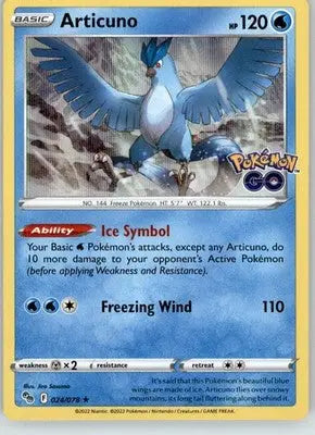 Articuno - Pokemon GO - 024/078 - Holo NM Pokemon - Pokémon Card Single