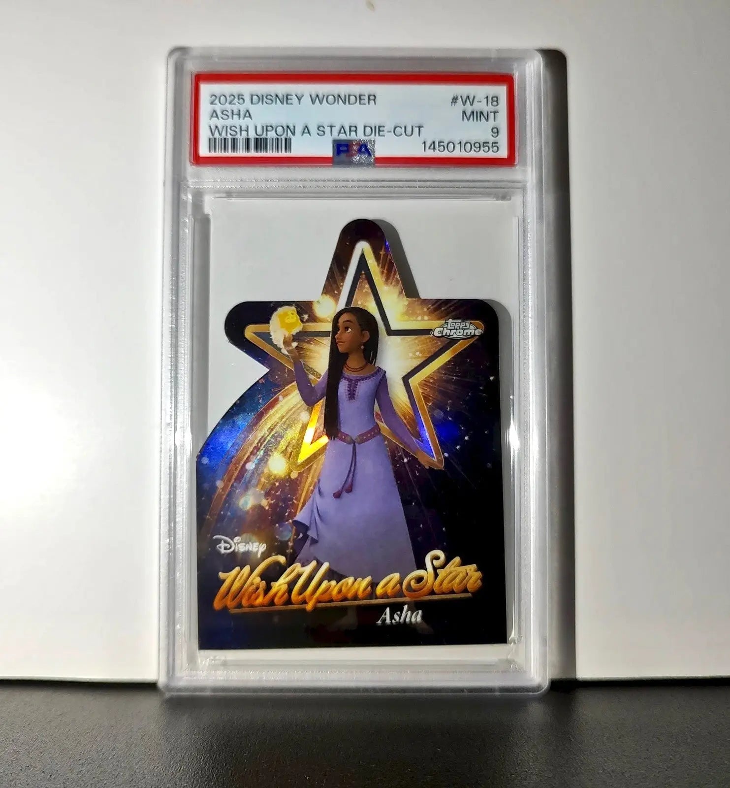 Asha 2025 Topps Chrome Disney #W-18 Wish Upon A Star Die Cut Card Wish PSA 9 - Non-Sports Card Single