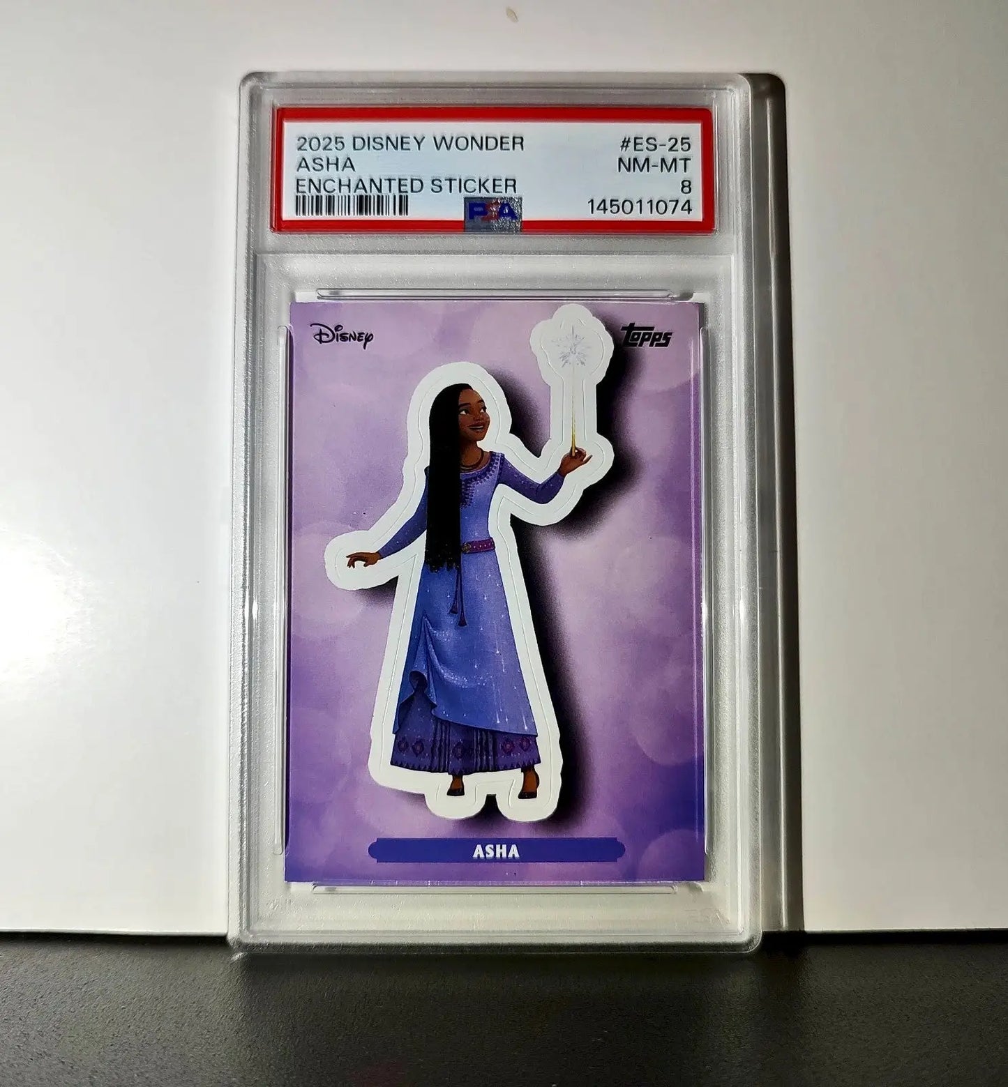Asha 2025 Topps Disney #ES-25 Enchanted Sticker Card Wish PSA 8 - Non-Sports Card Single