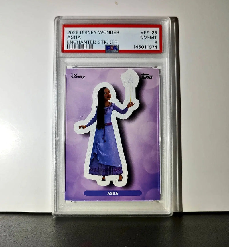 Asha 2025 Topps Disney #ES-25 Enchanted Sticker Card Wish PSA 8 - Non-Sports Card Single