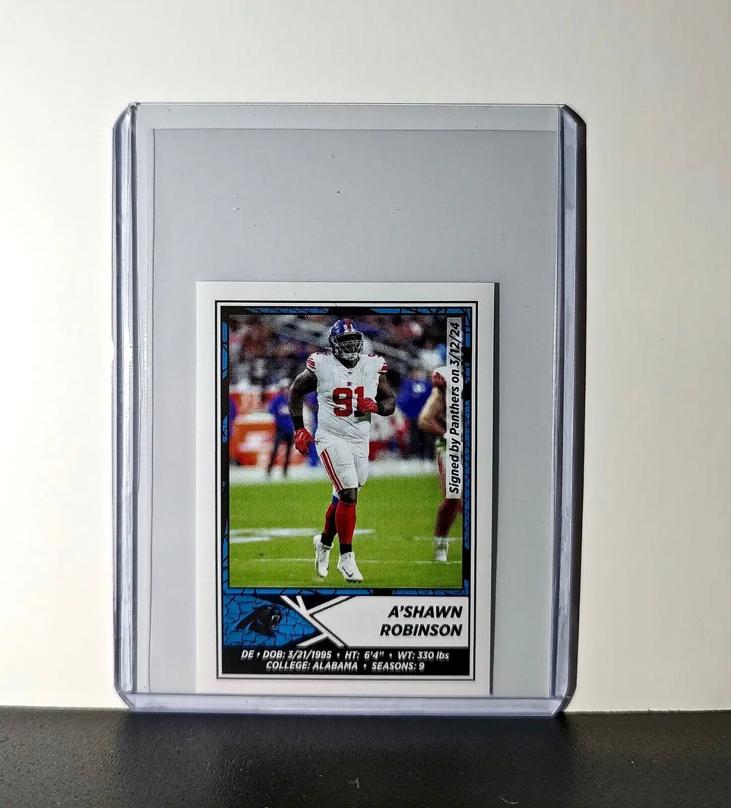 A’Shawn Robinson 2024 Panini NFL Sticker #450 Carolina Panthers