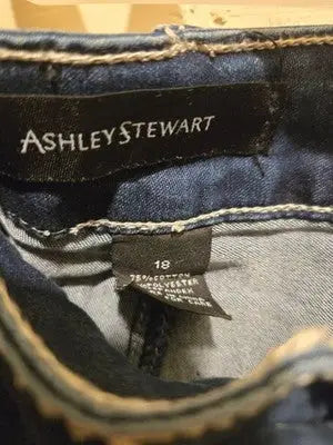 Ashley Stewart Jeans Womens 18 Dark Wash Distressed Frayed Studs Stretch - Apparel