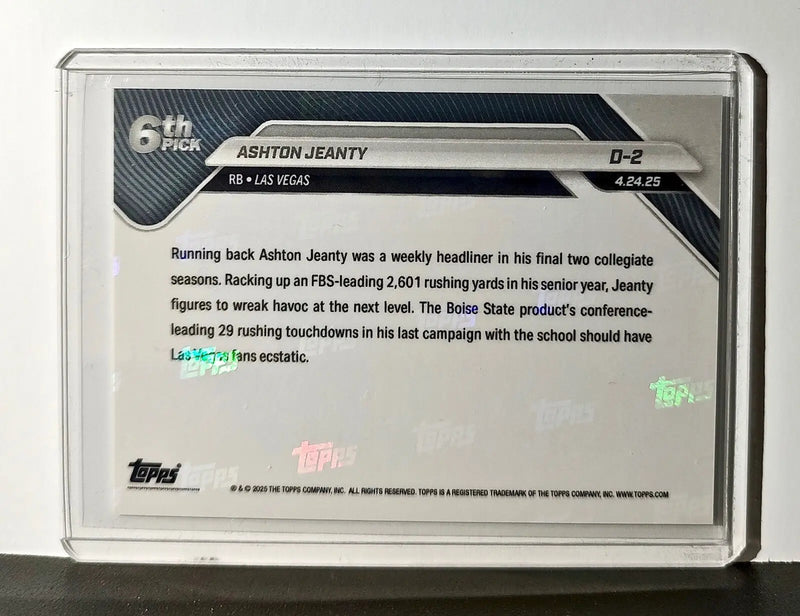 Ashton Jeanty Rookie 2025 NFL Draft #D-2 Football Card Las Vegas Raiders