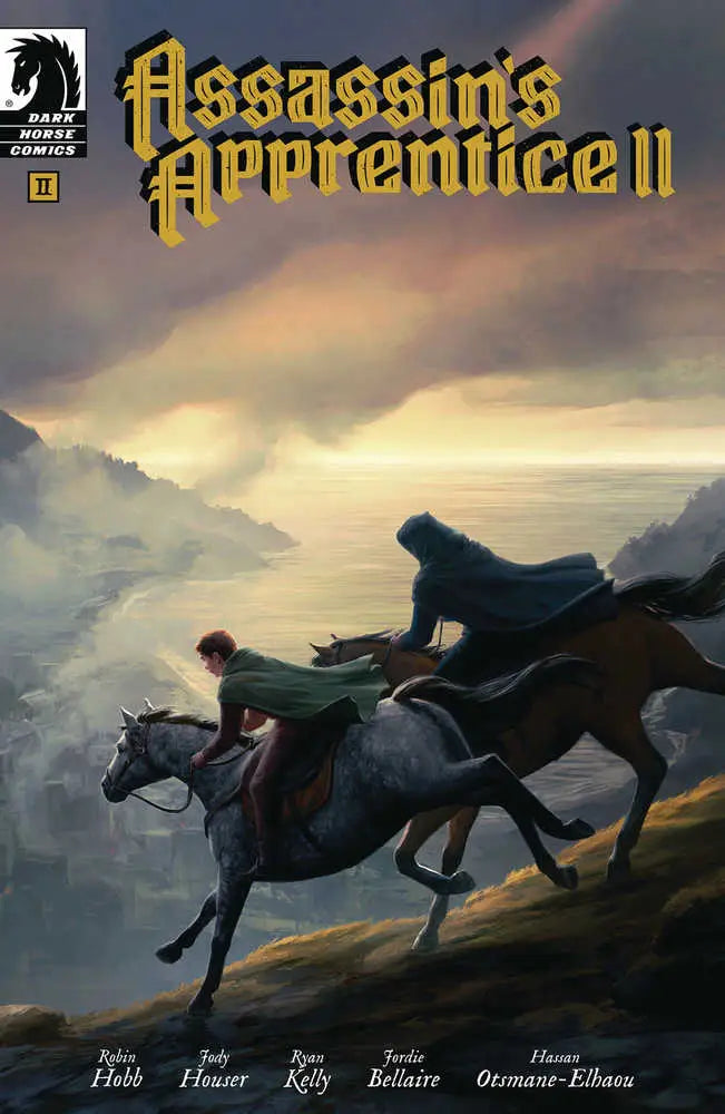 Comic book cover of Assassins Apprentice II #2 with riders racing at sunset, ideal for trading cards