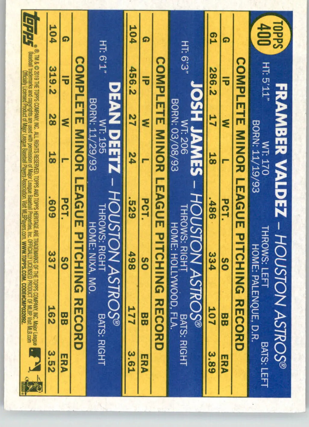Astros 2019 Rookie Stars - 2019 Topps Heritage - #400 - Rookie Baseball