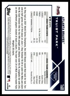 Atlanta Braves 2023 Topps #168 Atlanta Braves - Baseball Card Single