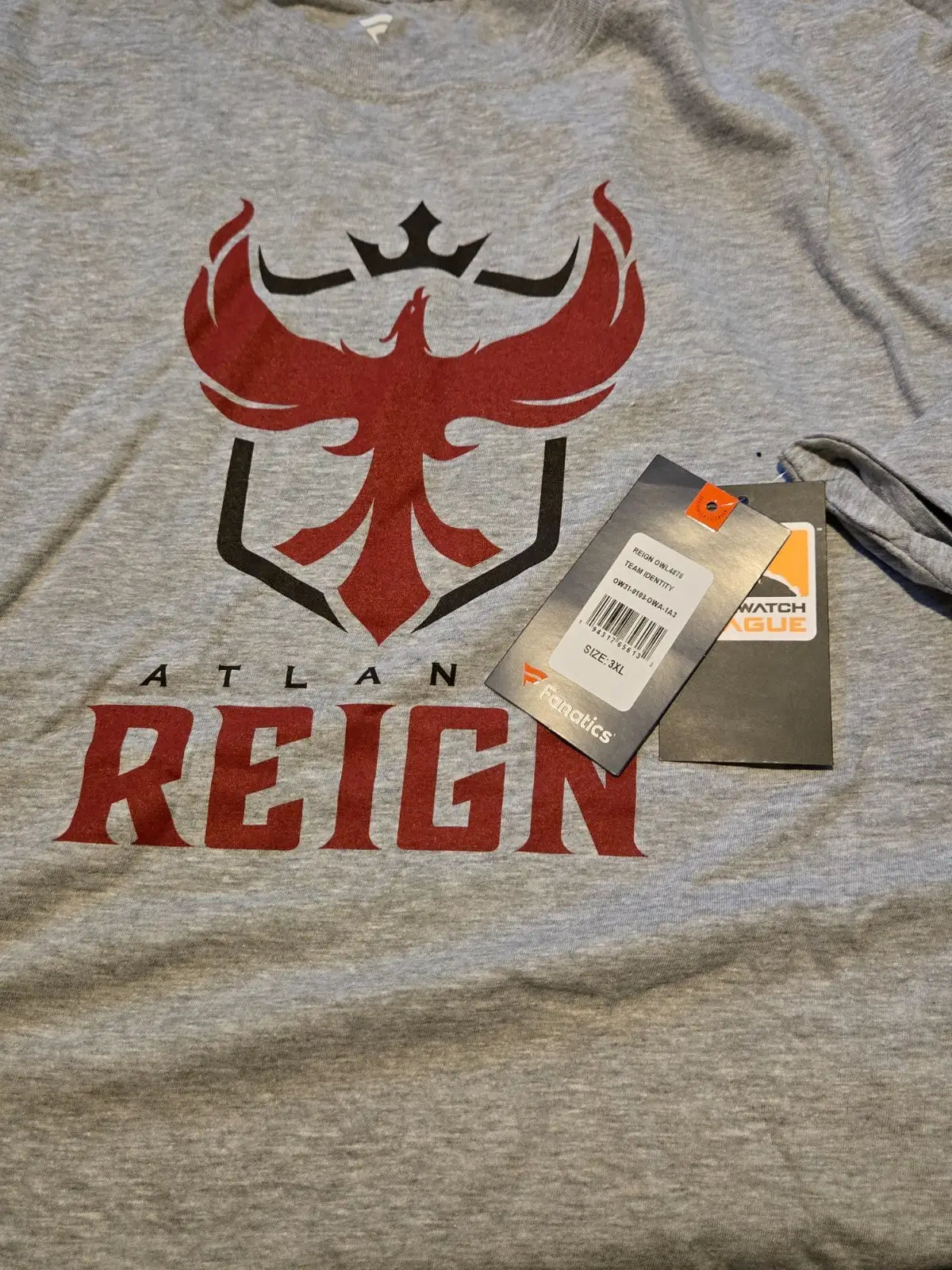Atlanta Reign Overwatch League TShirt 3XL Gray Fanatics NWT Esports Blizzard OWL - Apparel