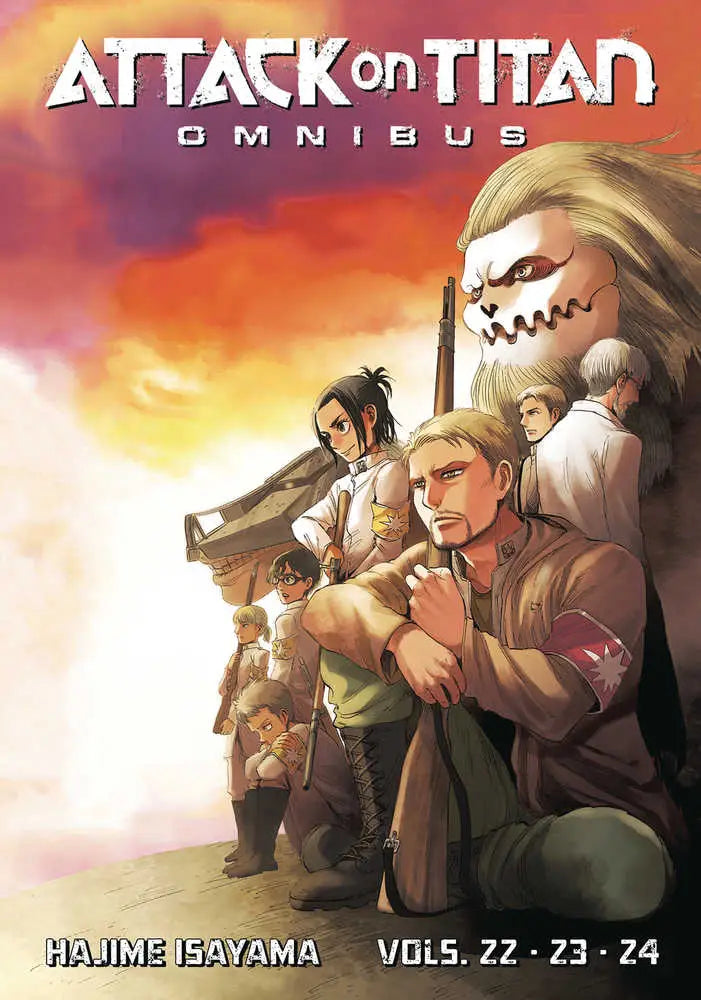 Book cover for Attack on Titan Omnibus showcasing Survey Corps characters in a dramatic sky