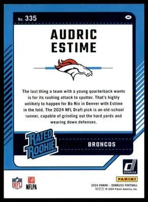 Audric Estime Rookie 2024 Donruss #335 Denver Broncos - Football Card Single