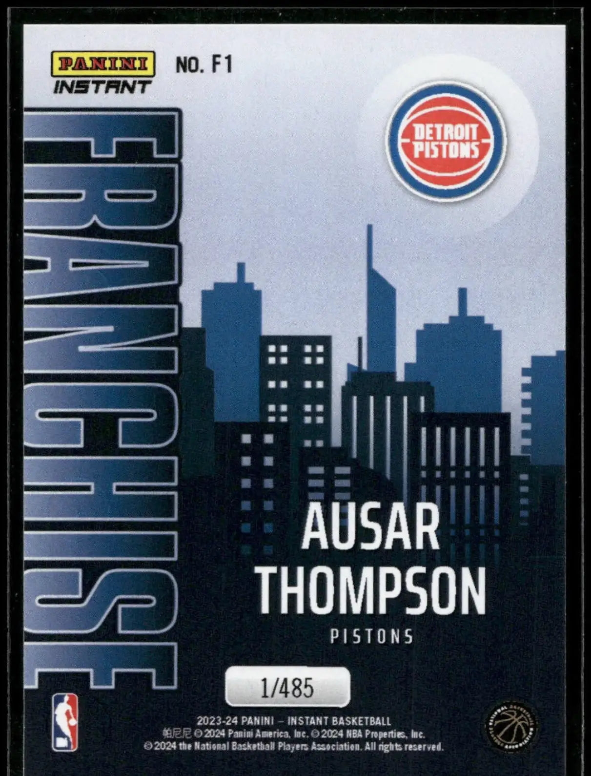 Ausar Thompson 2023-24 NBA #1 Franchise Basketball Card Detroit Pistons 1/485 - Basketball Card Single