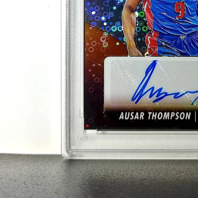 Ausar Thompson 2023 NBA Hoops #RI-ASR Rookie Ink Prizm Disco Ball PSA 9 Auto 8 - Basketball Card Single