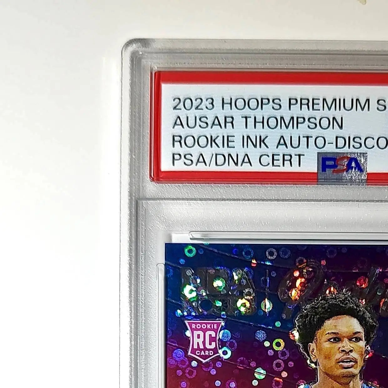 Ausar Thompson 2023 NBA Hoops #RI-ASR Rookie Ink Prizm Disco Ball PSA 9 Auto 8 - Basketball Card Single