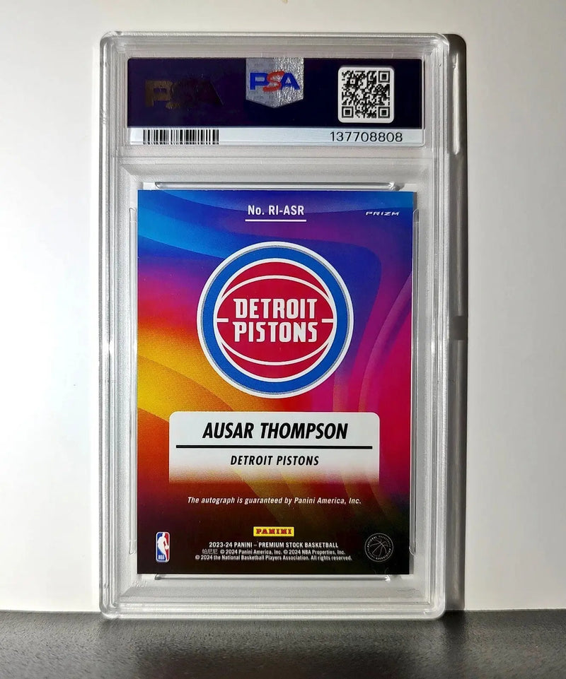 Ausar Thompson 2023 NBA Hoops #RI-ASR Rookie Ink Prizm Disco Ball PSA 9 Auto 8 - Basketball Card Single