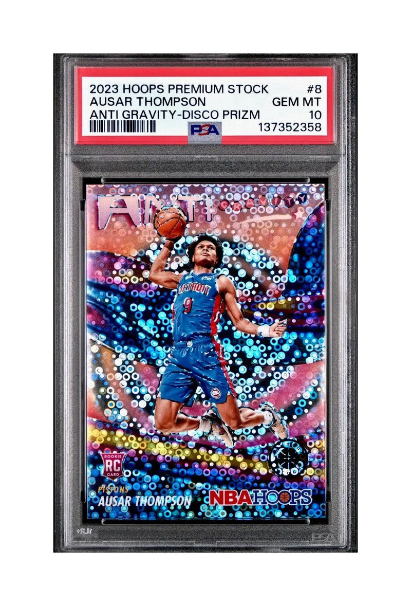 Ausar Thompson 2023 Panini Hoops Premium Anti Gravity #8 Disco Prizm PSA 10 Gem