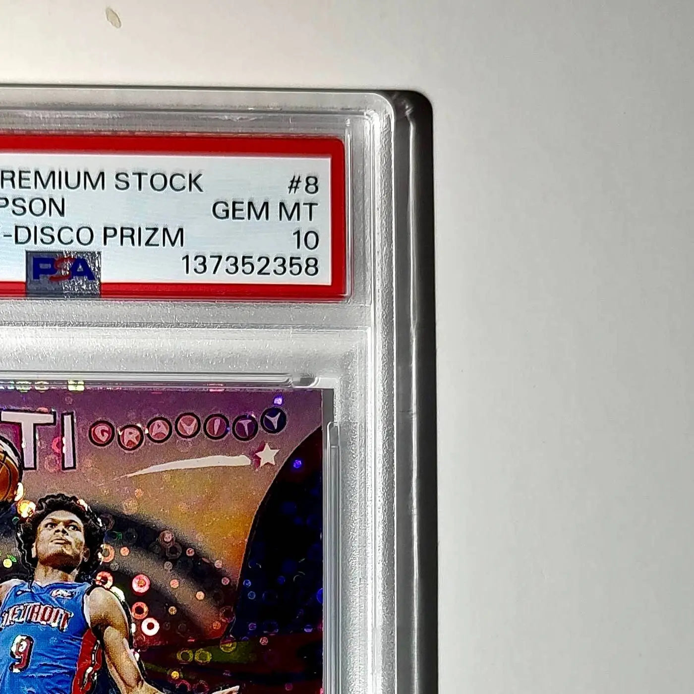 Ausar Thompson 2023 Panini Hoops Premium Anti Gravity #8 Disco Prizm PSA 10 Gem