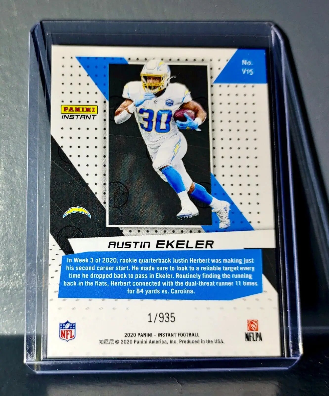 Austin Ekeler 2020 Panini NFL Instant Vortex #15 Football Card 1/935 - Football Card Single