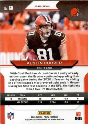 Austin Hooper - 2020 Panini Prizm - #60 - Prizm Green Football - Football Card Single