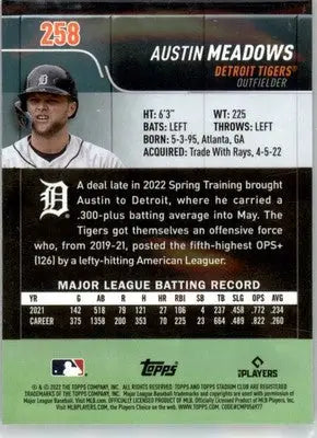 Austin Meadows - 2022 Stadium Club Chrome - #258 - Baseball - Baseball Card Single