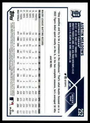 Austin Meadows 2023 Topps #252 Detroit Tigers