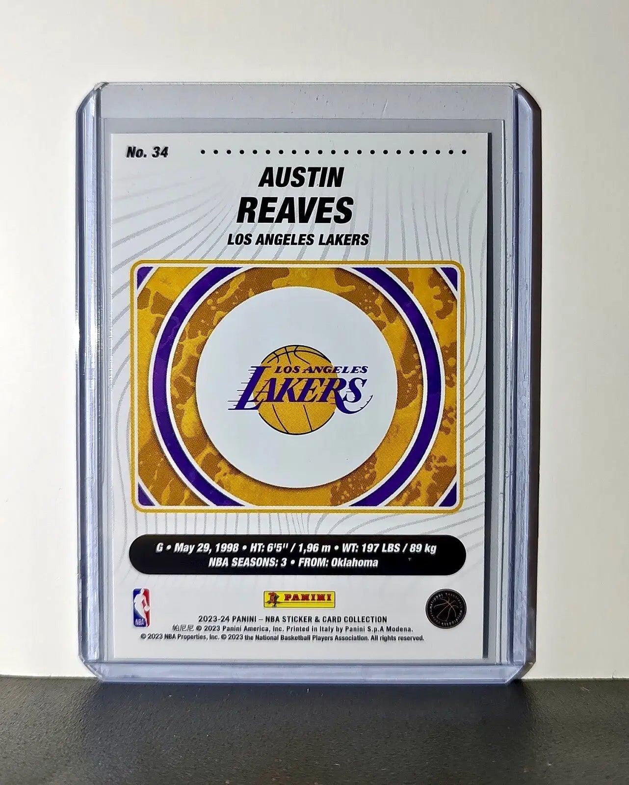 Austin Reaves 2023-24 Panini NBA #34 Sticker Card Los Angeles Lakers - Basketball Card Single