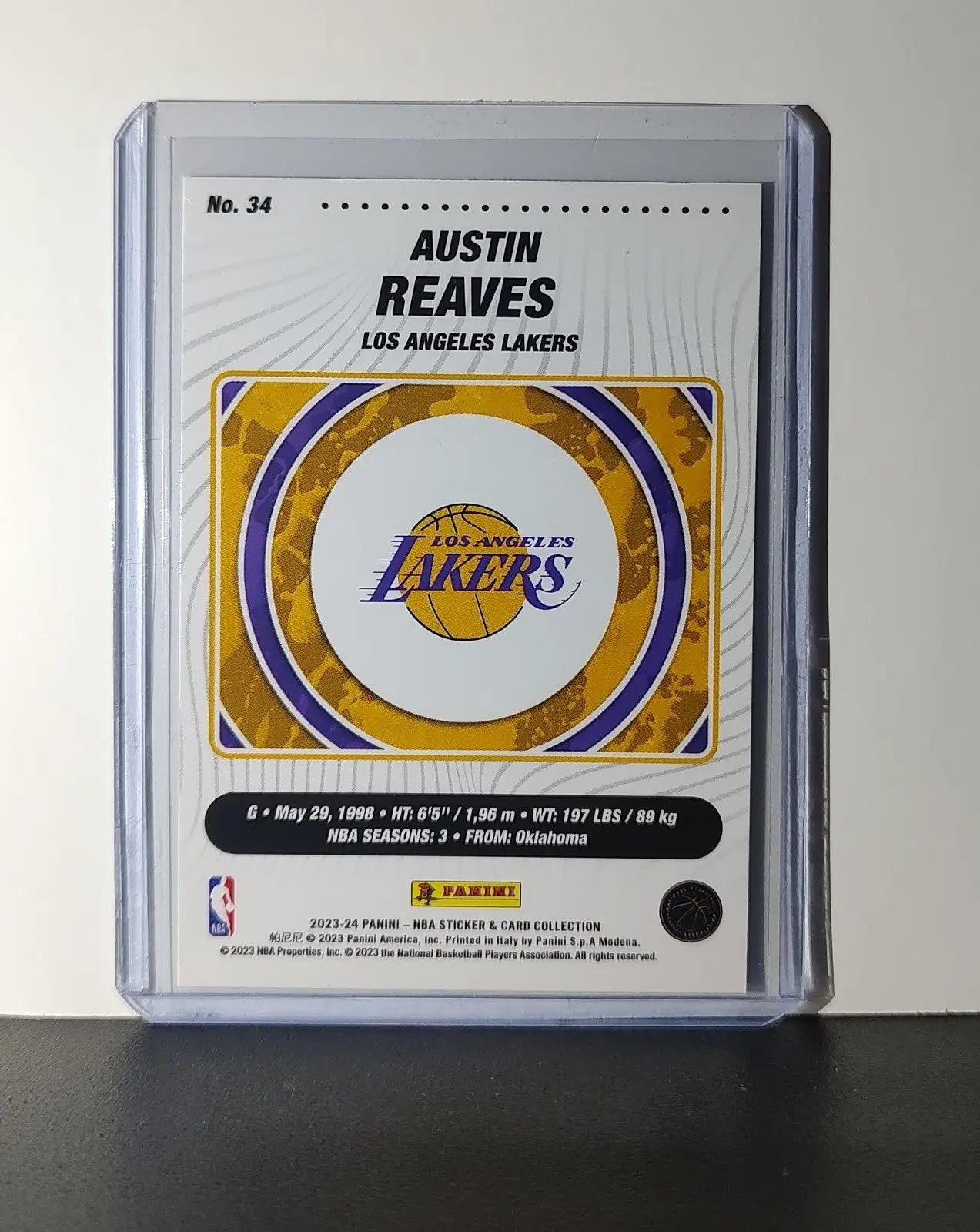 Austin Reaves 2023-24 Panini NBA Sticker Foil Card #34 Los Angeles Lakers - Basketball Card Single