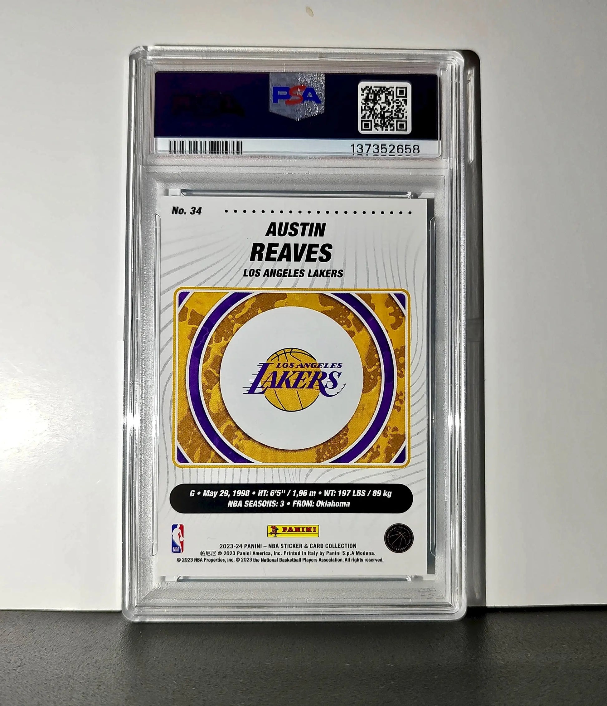 Austin Reaves 2023-24 Panini Sticker Cards #34 141/200 Blue Foil PSA 8 NM-MT