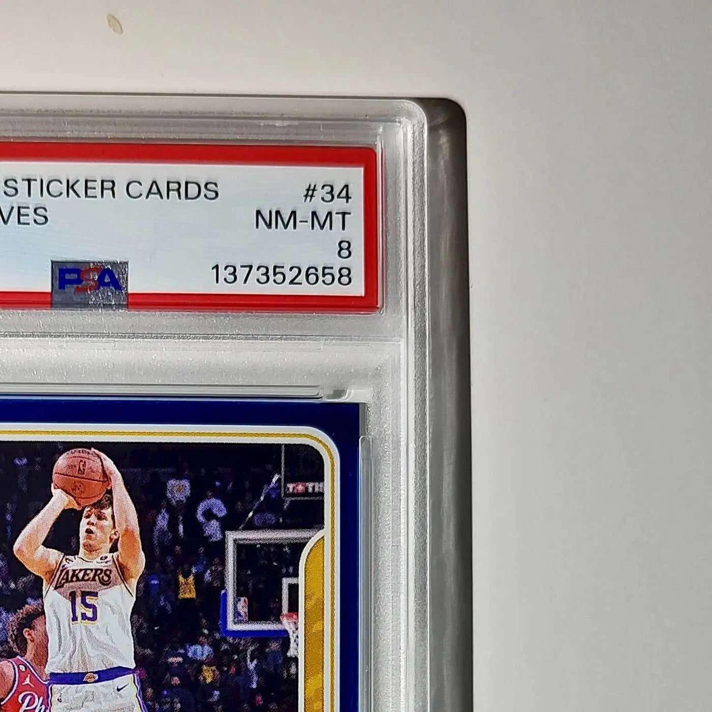 Austin Reaves 2023-24 Panini Sticker Cards #34 141/200 Blue Foil PSA 8 NM-MT