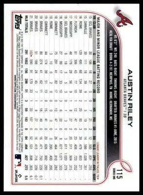 Austin Riley 2022 Topps #115 Atlanta Braves - Baseball Card Single