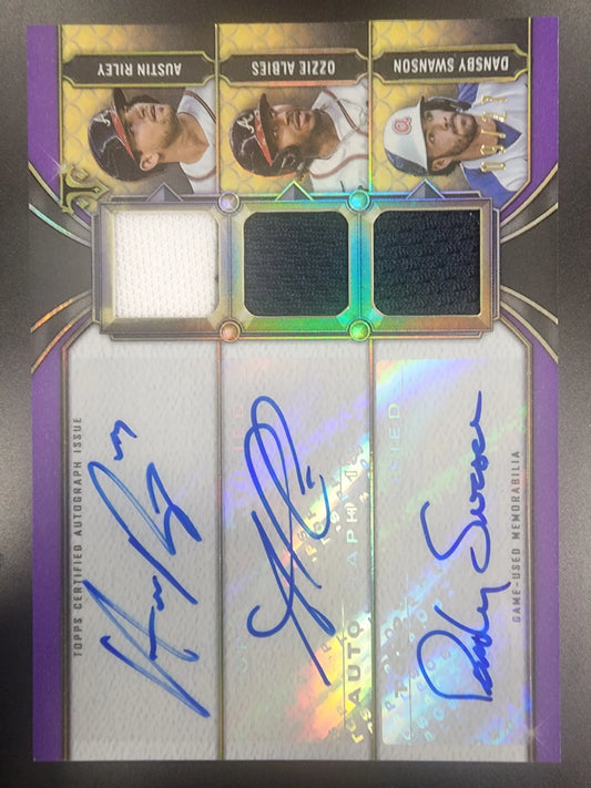 Austin Riley Ozzie Albies Dansby Swanson 2022 Topps Triple Threads Jersey Auto #9/27 - Baseball Card Single