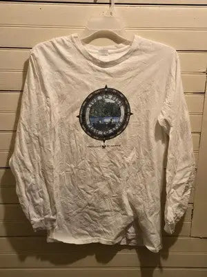 Authentic Pigment Shirt Mens M White Long Sleeve Live To Fish Boy Scouts - Apparel