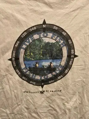 Authentic Pigment Shirt Mens M White Long Sleeve Live To Fish Boy Scouts - Apparel