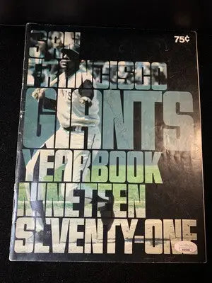 AUTO 1971 San Francisco Giants Yearbook Mays McCovey Marichal 24 Signatures JSA - Sports Memorabilia