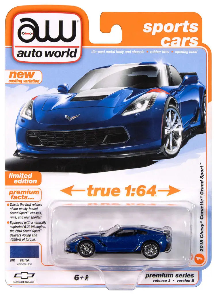 Blue Corvette toy car from Auto World 64452 Chevy Corvette Series B Blue