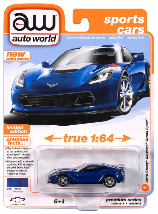 Blue Corvette toy car from Auto World 64452 Chevy Corvette Series B Blue