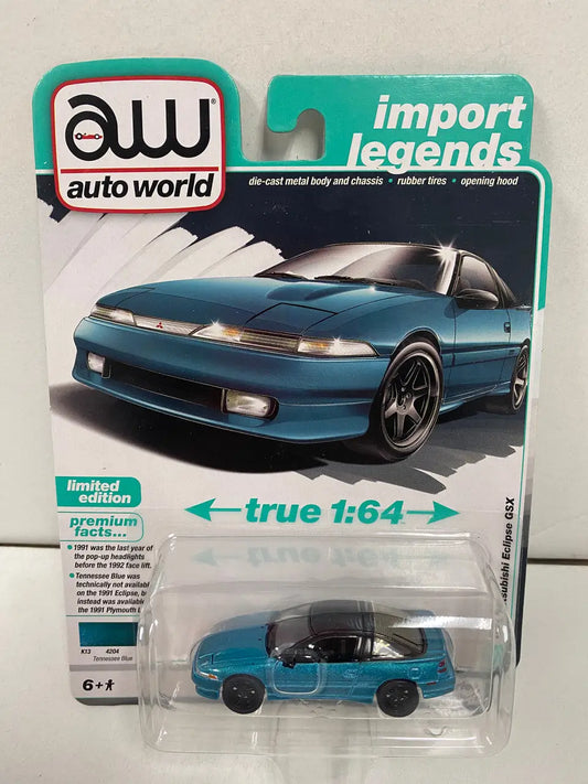 Auto World Mitsubishi Eclipse Series B Blue diecast car from 64502 Import Legends series