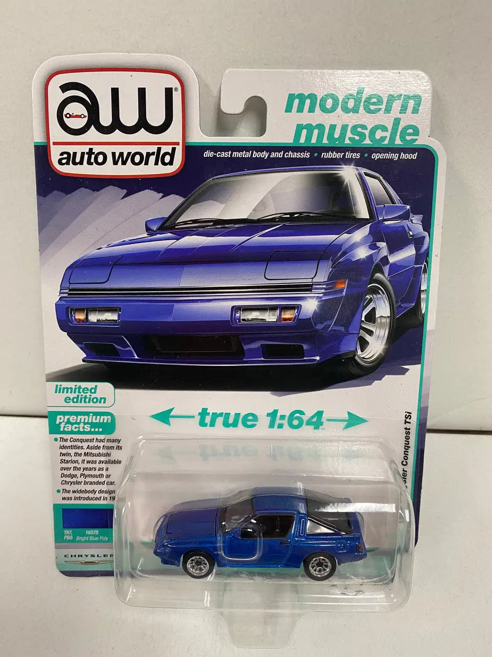 Blue die-cast Auto World Chrysler Conquest TSi in packaging from the Conquest TSi Series