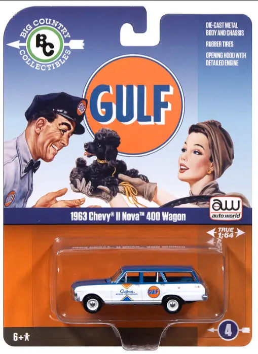 Auto World BC003 1:64 Big Country 1963 Chevy II Nova 400 Wagon Gulf