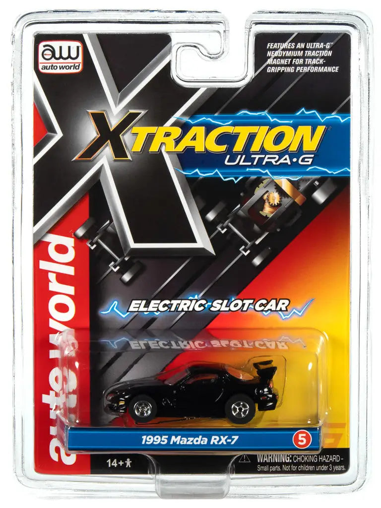Packaged Auto World SC368 R35 Xtraction Ultra G Slot Car 1995 Mazda RX-7 in black