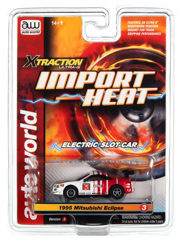 Toy car packaging of Auto World SC378 featuring a miniature Mitsubishi Eclipse SRA White