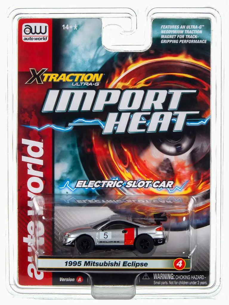 Packaged toy car model of a 1995 Mitsubishi Eclipse for Auto World Xtraction series