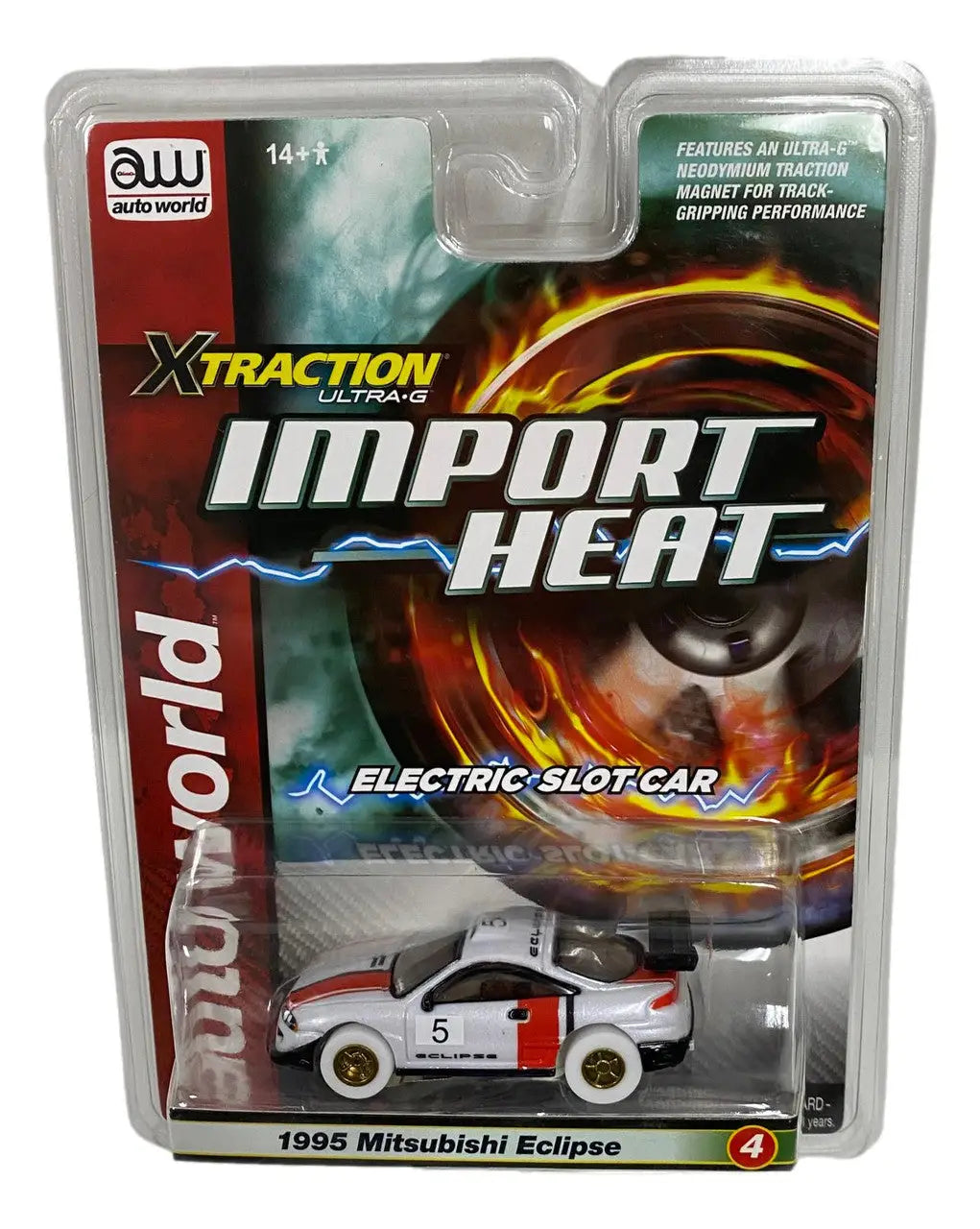 Packaged toy car model of a 1995 Mitsubishi Eclipse from Auto World Xtraction collection