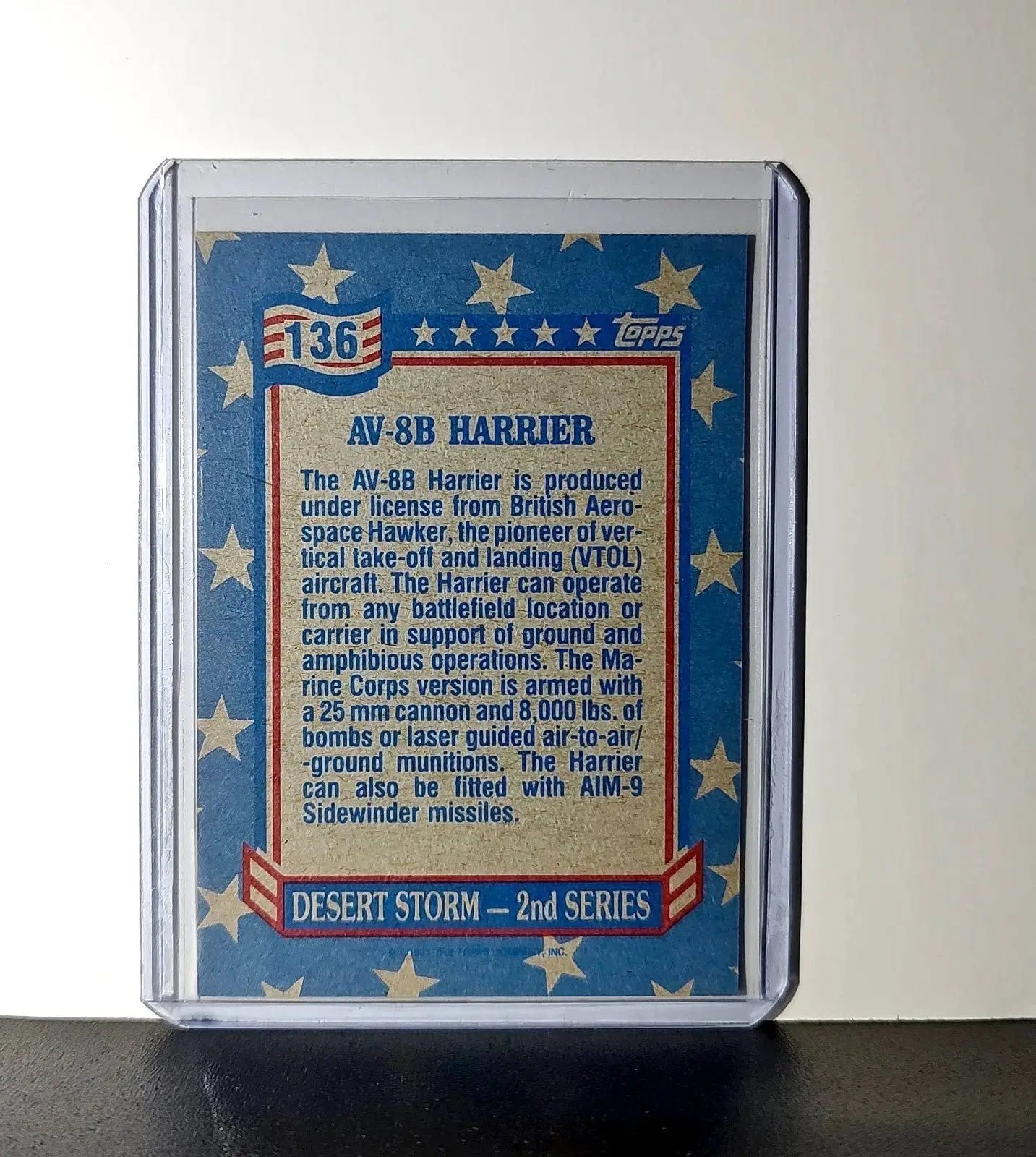 AV-8B Harrier 1991 Topps Desert Storm #136 Card