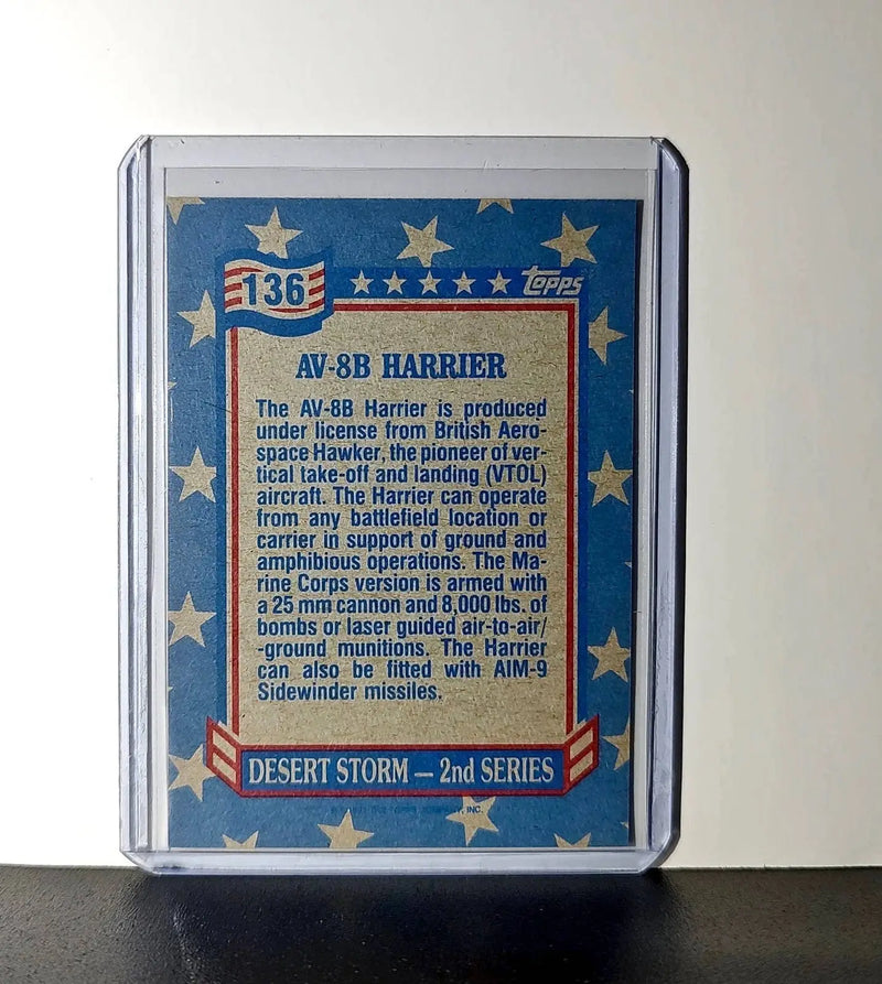 AV-8B Harrier 1991 Topps Desert Storm #136 Card