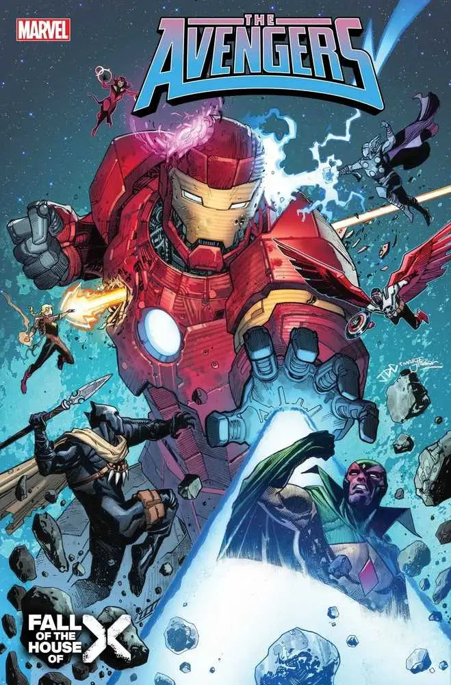 Red and gold Iron Man armor in dynamic pose from Stark Sentinel Program merchandise
