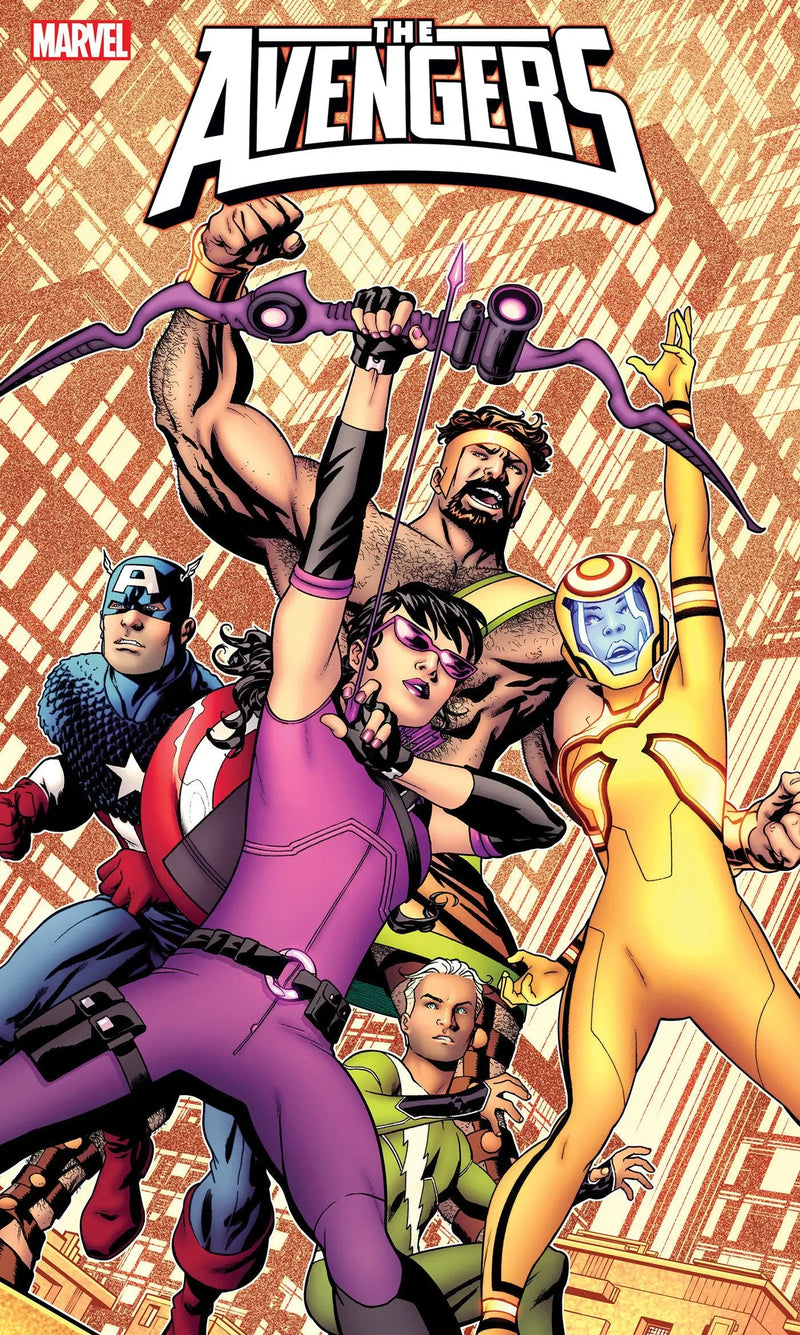 Comic book cover for The Avengers showcasing superheroes, ideal for trading cards collectors