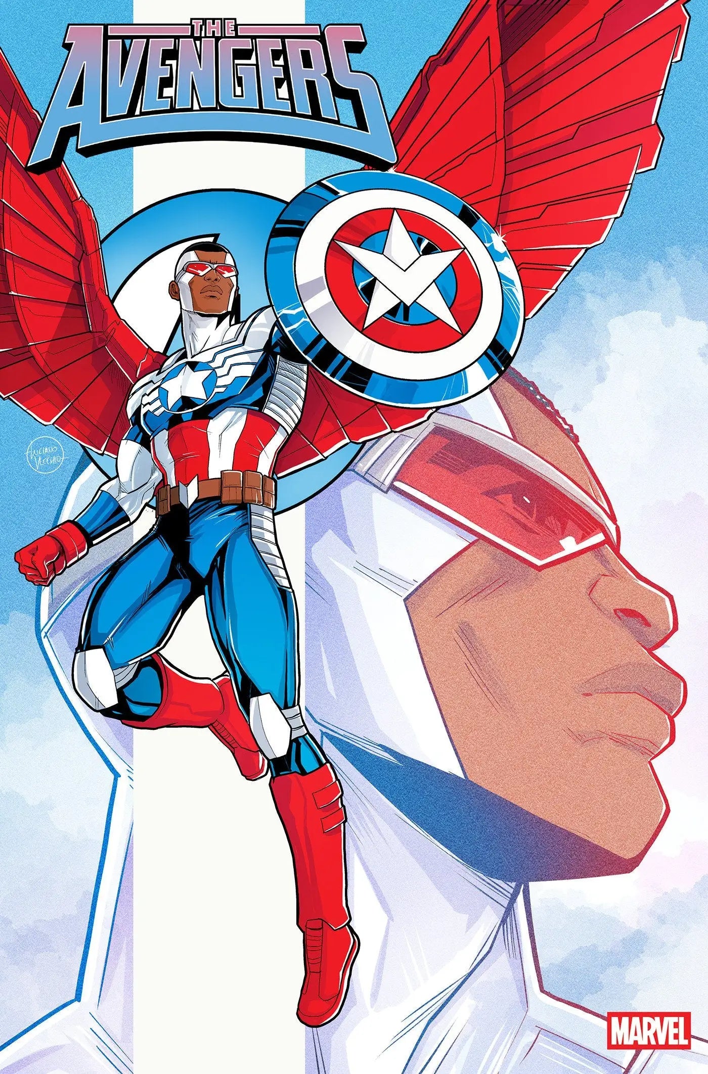 Comic book cover featuring Sam Wilson as Captain America in Luciano Vecchio Captain America Variant
