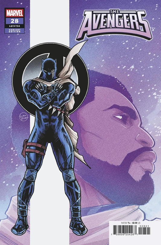 Comic book cover of Avengers #28 Luciano Vecchio Black Panther Variant featuring Black Panther