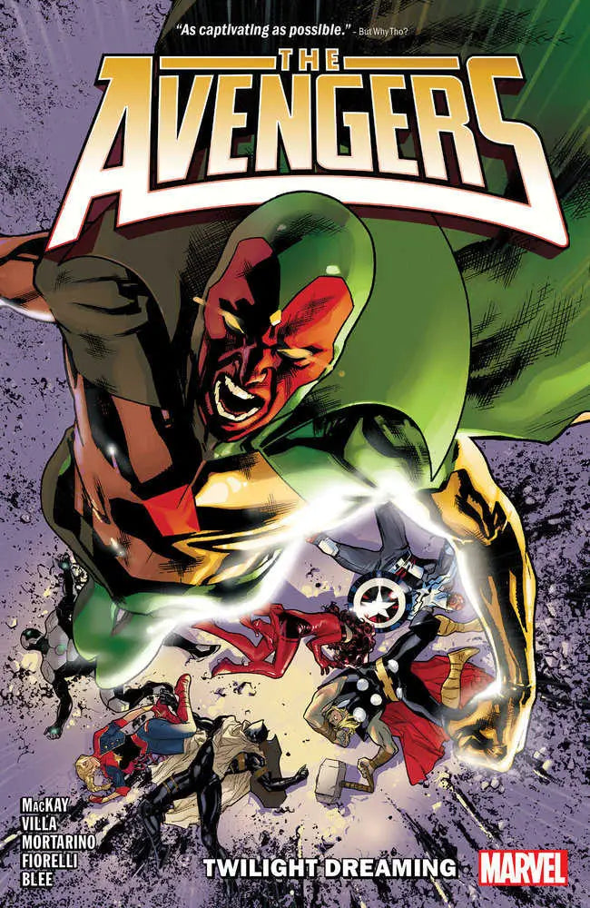 Comic book cover of Vision in action for Avengers By Jed Mackay, ideal for trading cards