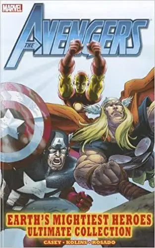 Comic book cover of Avengers superheroes, featured in Earth’s Mightiest Heroes collection